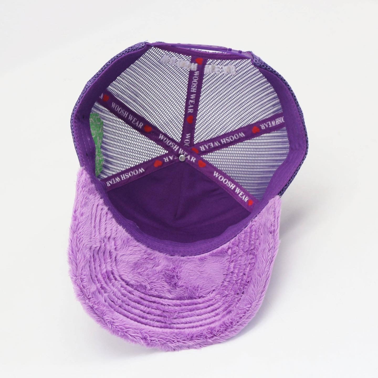 Purple velvet Love Always Win trucker hat
