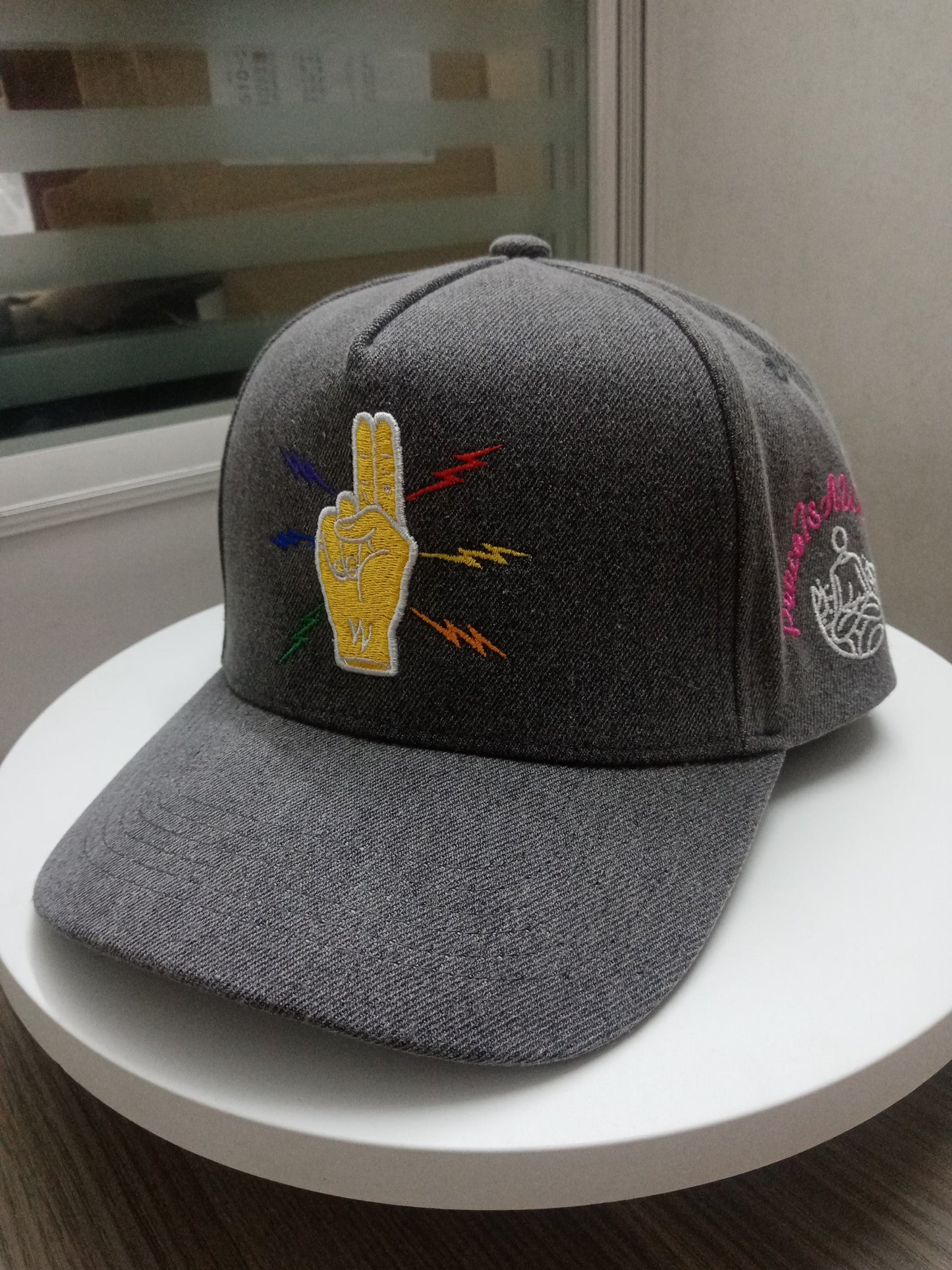 Cool Grey Denim Peace Is A Weapon Hat