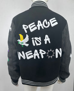 Mens Peace And Love Varsity Jacket