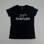 Load image into Gallery viewer, Womens 777% black aligned t-shirts

