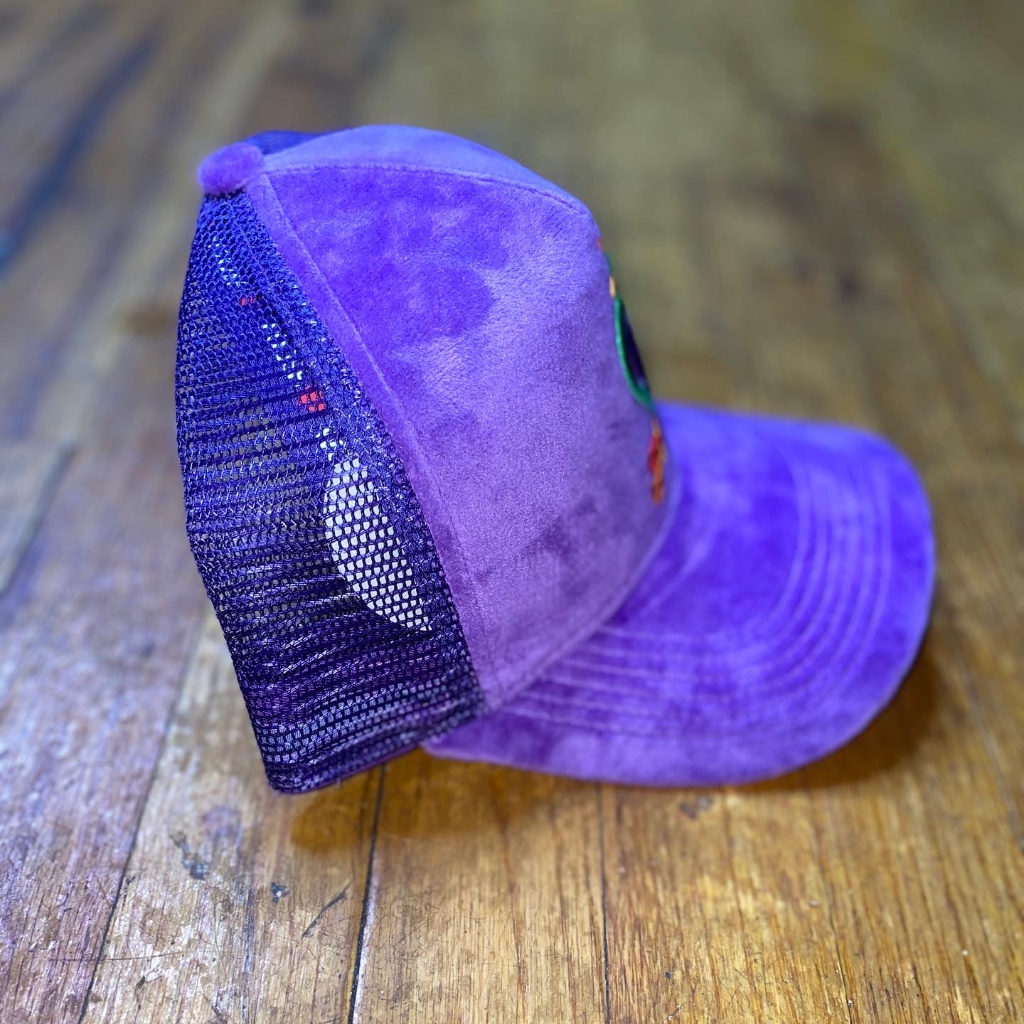 HarvestWild — Trucker Hat | Black | Mtn Embroidery Light Purple