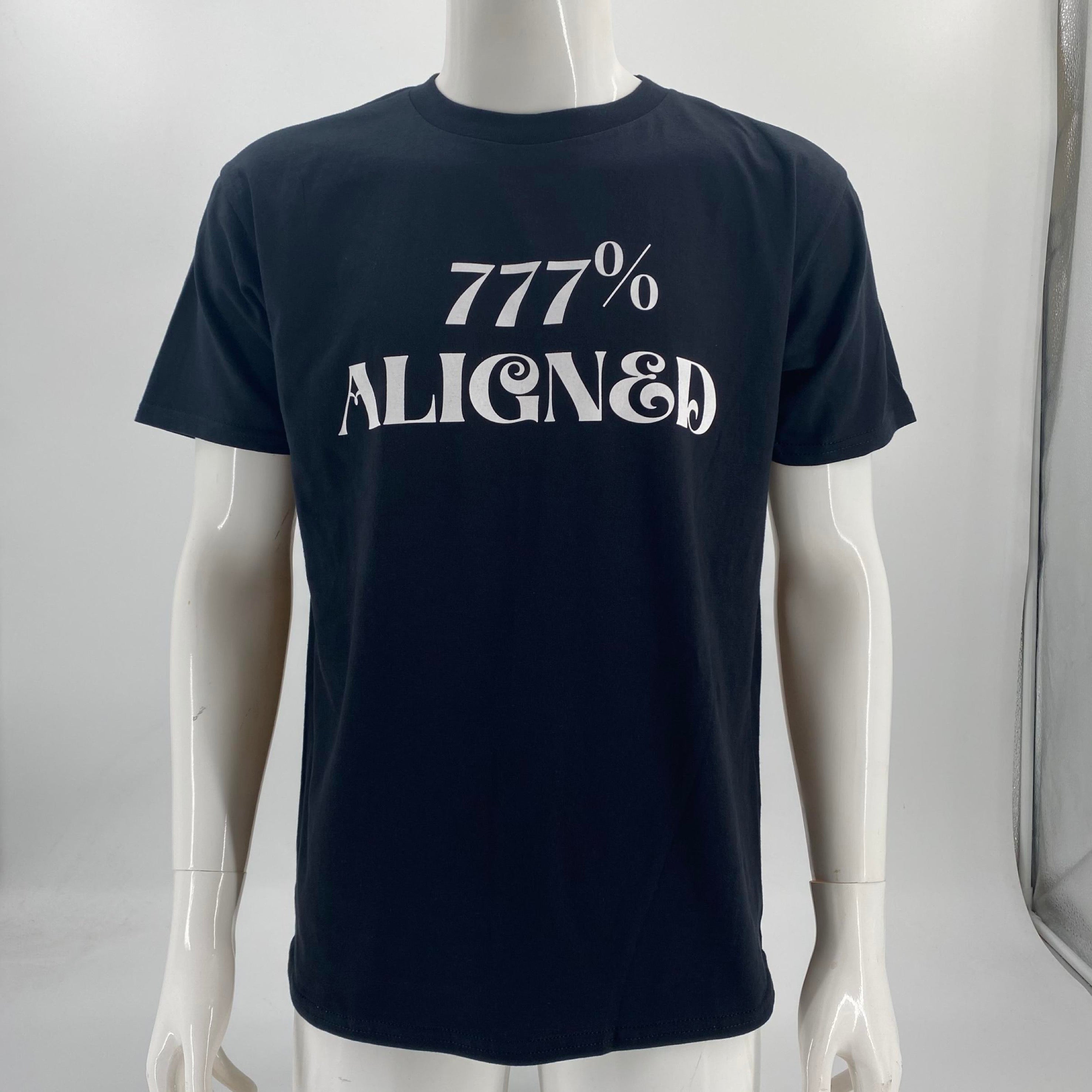 Mens 777% aligned black t shirts